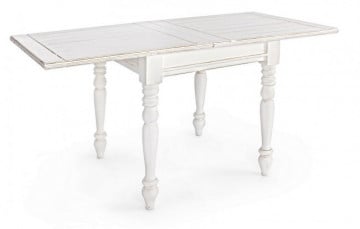 Masa dining extensibila pentru 6 persoane alba antichizat din lemn de Mango, 80-160 cm, Colette Bizzotto - Img 1