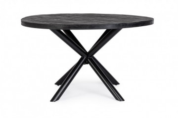 Masa dining pentru 6 persoane neagru fibra din lemn de Mango, ∅ 130 cm, Hastings Bizzotto - Img 3