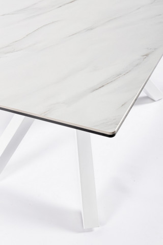 Masa dining pentru 8 persoane Carrara alb din ceramica si sticla temperata, 180 cm, Sean Bizzotto - Img 5