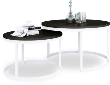 Măsuță de cafea 2in1 OKIN – 75x75x43 cm – Alb / Negru – imagine alternativă de prezentare