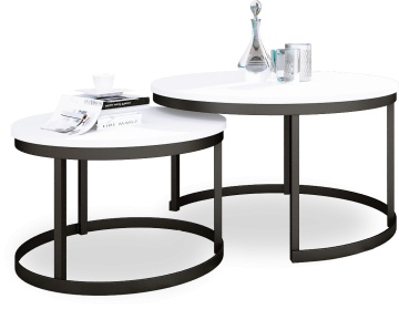 Măsuță de cafea 2in1 OKIN – 75x75x43 cm – Negru / Alb – fotografie de prezentare a produsului