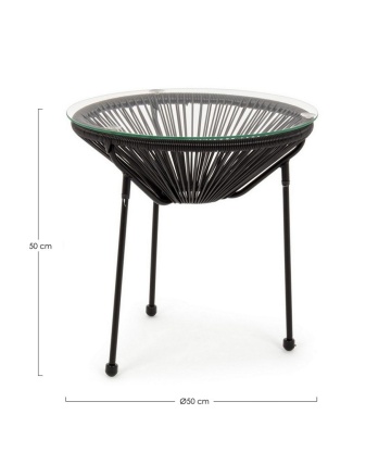 Masuta de cafea pentru gradina, metal / sticla securizata, negru, Ø 50x50 cm, Parker Yes - Img 3