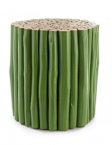 Masuta de cafea verde din lemn de Teak, ∅ 38 cm, Guadalupe Bizzotto - Img 1