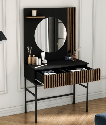 Mese de toaletă Meorati 85 Vanity table negru – Negru – fotografie secundară a produsului