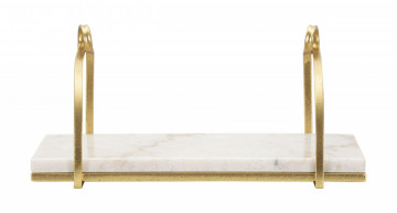 Noptiera aurie/Carrara alb din metal si marmura, 40x16x18 cm, Marble Mauro Ferretti - Img 2