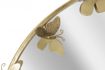 Oglinda decorativa aurie cu rama din metal, ∅ 75 cm, Glam Butterflies Mauro Ferretti - Img 4