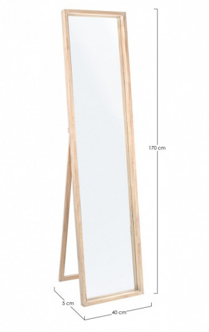 Oglinda dreptunghiulara cu suport pentru podea din lemn de Paulownia, 170x40 cm, Tiziano Rett Bizzotto - Img 2
