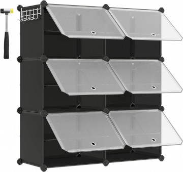 Organizator cub polivalent, 124 x 32 x 94 cm, metal, negru, Songmics - Img 1