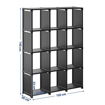 Organizator cub versatil, 105 x 30 x 140 cm, metal / textil, negru, Songmics - Img 9