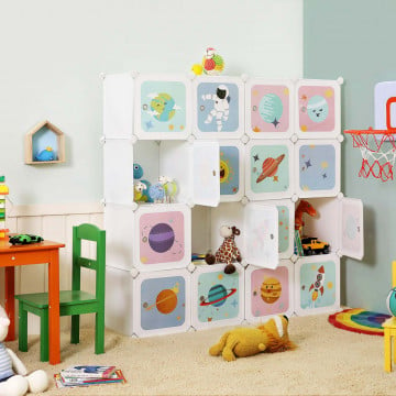 Organizator pentru copii, 123 x 31 x 123 cm, polipropilena, alb, Songmics - Img 3