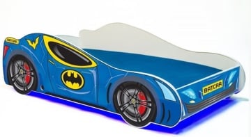 Pat copii BATCAR ADRK, 80x160 cm, LED, cu saltea și somieră, albastru – imagine alternativă de prezentare
