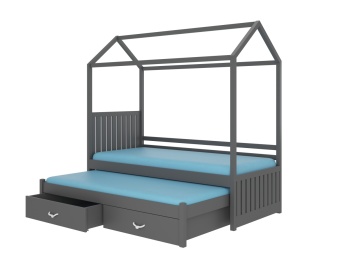 Pat dublu pentru copii, cu saltele, 180x90 cm, Jonaszek, ADRK Furniture – fotografie alternativă de produs