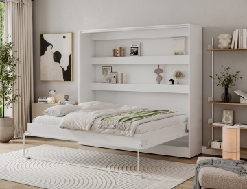 Pat rabatabil Devesto Horizontal Wall 160 alb, 200x160 cm – Alb - Img 3