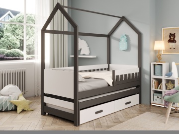 Pat tip căsuță, cu saltea, Jaspis. ADRK Furniture