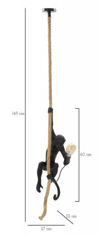 Pendul negru / maro din polirasina, soclu E27, max 40W, 27 x 32 x 145 cm, Monkey Mauro Ferreti - Img 4