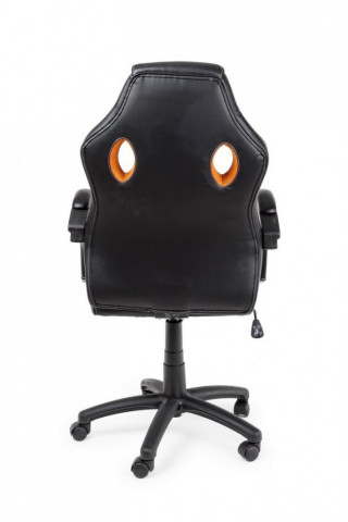 Scaun de birou ajustabil negru/portocaliu din piele ecologica si nylon, Racing Bizzotto - Img 4