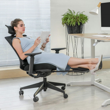 Scaun de birou ergonomic cu recliner, textil / metal, negru, Songmics - Img 3