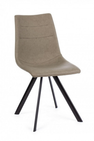 Scaun dining taupe din piele ecologica si metal, Alva Bizzotto