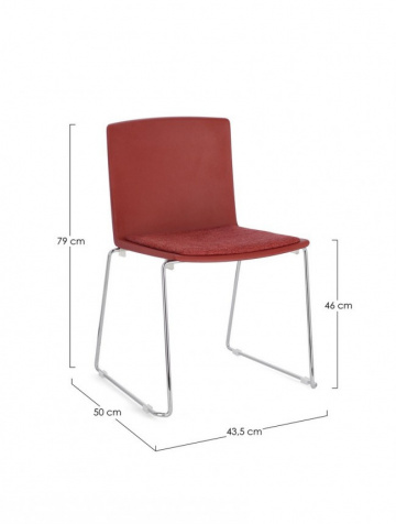 Scaun rosu, cu picioare cromate, 43.5x50x79 cm, Giulia, Yes – fotografie de produs din catalog