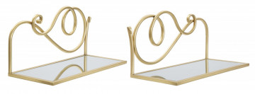 Set 2 noptiere cu oglinda aurii din metal, 41,5x18x20,5 cm, Glam Mauro Ferretti - Img 1
