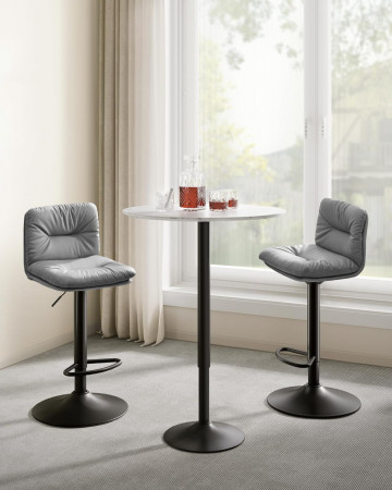 Set 2 scaune bar, 47 x 41 x 89-110 cm, piele ecologica / metal, gri, Vasagle - Img 2