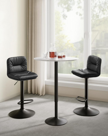 Set 2 scaune bar, 47 x 41 x 89-110 cm, piele ecologica / metal, negru, Vasagle - Img 4