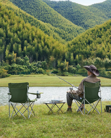 Set 2 scaune camping, 84 x 52 x 81 cm, metal / textil, verde, Songmics - Img 7