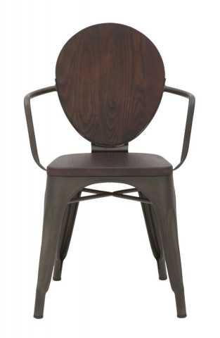 Set 2 scaune dining maro din lemn de pin si metal, 54 x 51 x 83 cm, Harlem Mauro Ferreti - Img 2