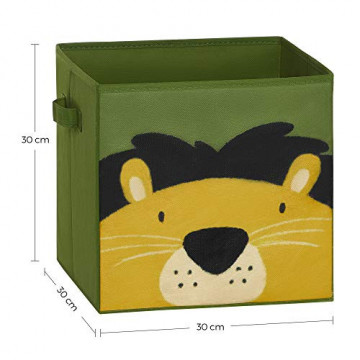 Set 3 cutii de depozitare pentru copii, 30 x 30 x 30 cm, textil, verde / roz, Songmics - Img 4