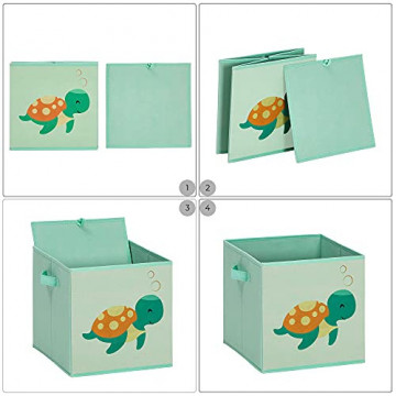 Set 3 cutii depozitare pentru copii, 30 x 30 x 30 cm, textil, multicolor, Songmics - Img 6