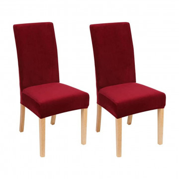 Set 6 huse elastice pentru scaun, catifea, bordo, HCJS-05 - Img 2