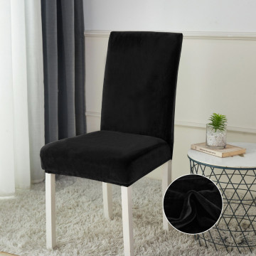 Set 6 huse elastice pentru scaun, catifea, negru, HCJS-04 - Img 1