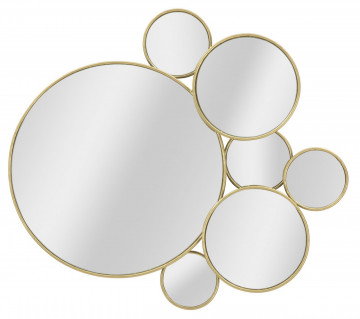 Set 7 oglinzi decorative aurii cu rama din metal, 81x73x7,5 cm, Glam Mauro Ferretti - Img 1