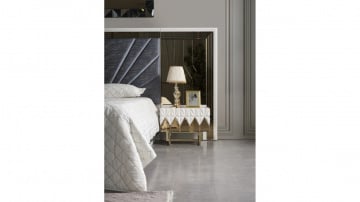 Set dormitor complet - - Premium Lav - alb cu auriu - Img 10