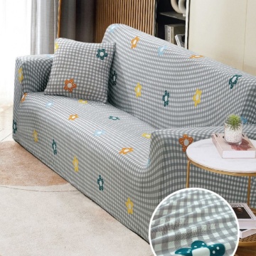Set huse elastice pentru canapea 3 locuri si 2 fotolii, cu brate, alb / gri, SHEJ-39 – prezentare secundară de catalog