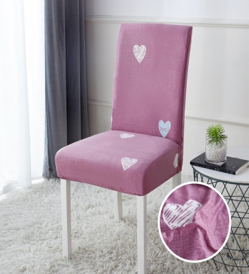 Set Huse Elastice pentru Scaun, 4 Piese, Cu Elastic, White Hearts, HEJS-15 – cadru vizual suplimentar al produsului
