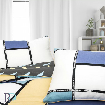 Set lenjerie de pat, 100% bumbac, tesatura satin, alb / albastru, Roxyma Dream Frederic - Img 4