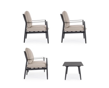 Set mobilier de gradina, 4 piese, metal / textil, negru / bej, Nebula Bizzotto - Img 9