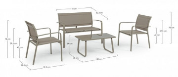 Set mobilier gradina 4 piese gri taupe din stofa si metal, Tertora Bizzotto - Img 2