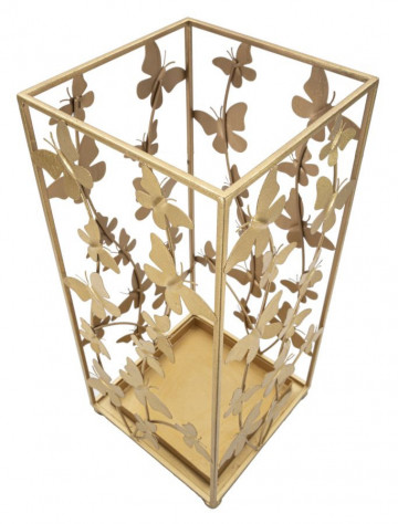 Suport umbrele auriu din metal, 22,5x22,5x48,5 cm, Butterflies Mauro Ferretti - Img 3