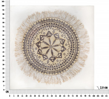 Tablou decorativ maro din lemn de Pin si panza, 100x2,8x100 cm, Malindi Mauro Ferretti - Img 6