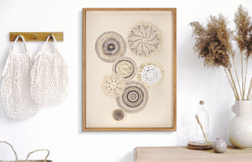 Tablou decorativ maro din lemn de Pin si panza, 45x3,2x60 cm, Circly-C Mauro Ferretti - Img 6