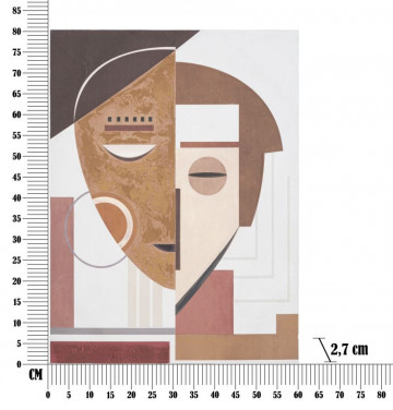 Tablou decorativ multicolor din lemn de Pin si panza, 60x2,7x80 cm, Ethnic Face Mauro Ferretti - Img 6