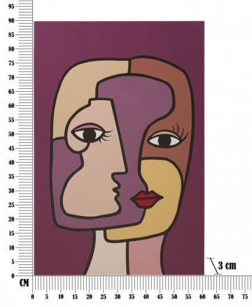 Tablou decorativ multicolor din lemn de Pin si panza, 60x3x90 cm, Faces-A Mauro Ferretti - Img 6