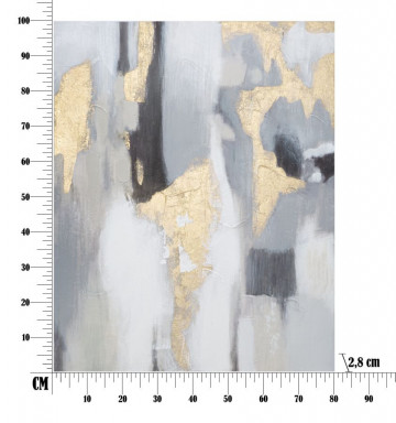 Tablou decorativ multicolor din lemn de Pin si panza, 80x2,8x100 cm, Abstract Mauro Ferretti - Img 5