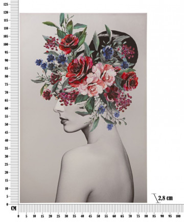 Tablou decorativ multicolor din lemn de Pin si panza, 80x2,8x120 cm, Lady Flower-A Mauro Ferretti - Img 6