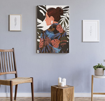 Tablou decorativ multicolor din lemn de Pin si panza, 80x2,8x120 cm, Lady Jungle Mauro Ferretti - Img 6