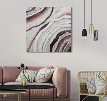 Tablou decorativ multicolor din lemn de Pin si panza, 80x2,8x80 cm, Redy Mauro Ferretti - Img 5