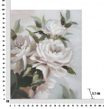 Tablou decorativ multicolor din lemn de Pin si panza, 80x3,7x100 cm, White Flowers Mauro Ferretti - Img 6