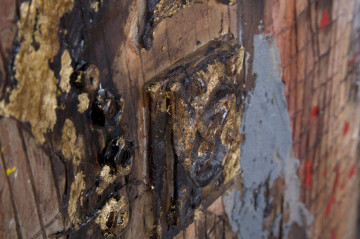 Tablou decorativ multicolor din lemn de pin si panza, 90 x 3,5 x 120 cm, Guitar A Mauro Ferreti - Img 3